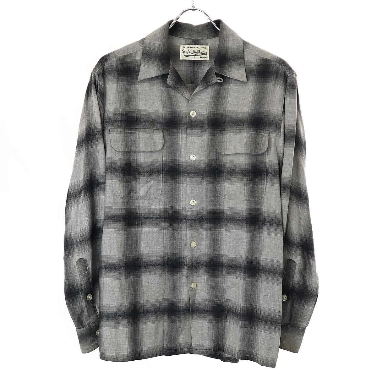 WACKO MARIA ワコマリア 20AW OMBRAY CHECK OPEN COLLAR SHIRTS L/S (TYPE-1) オンブレチェックサイドポケットオープンカラーレーヨンシャツ