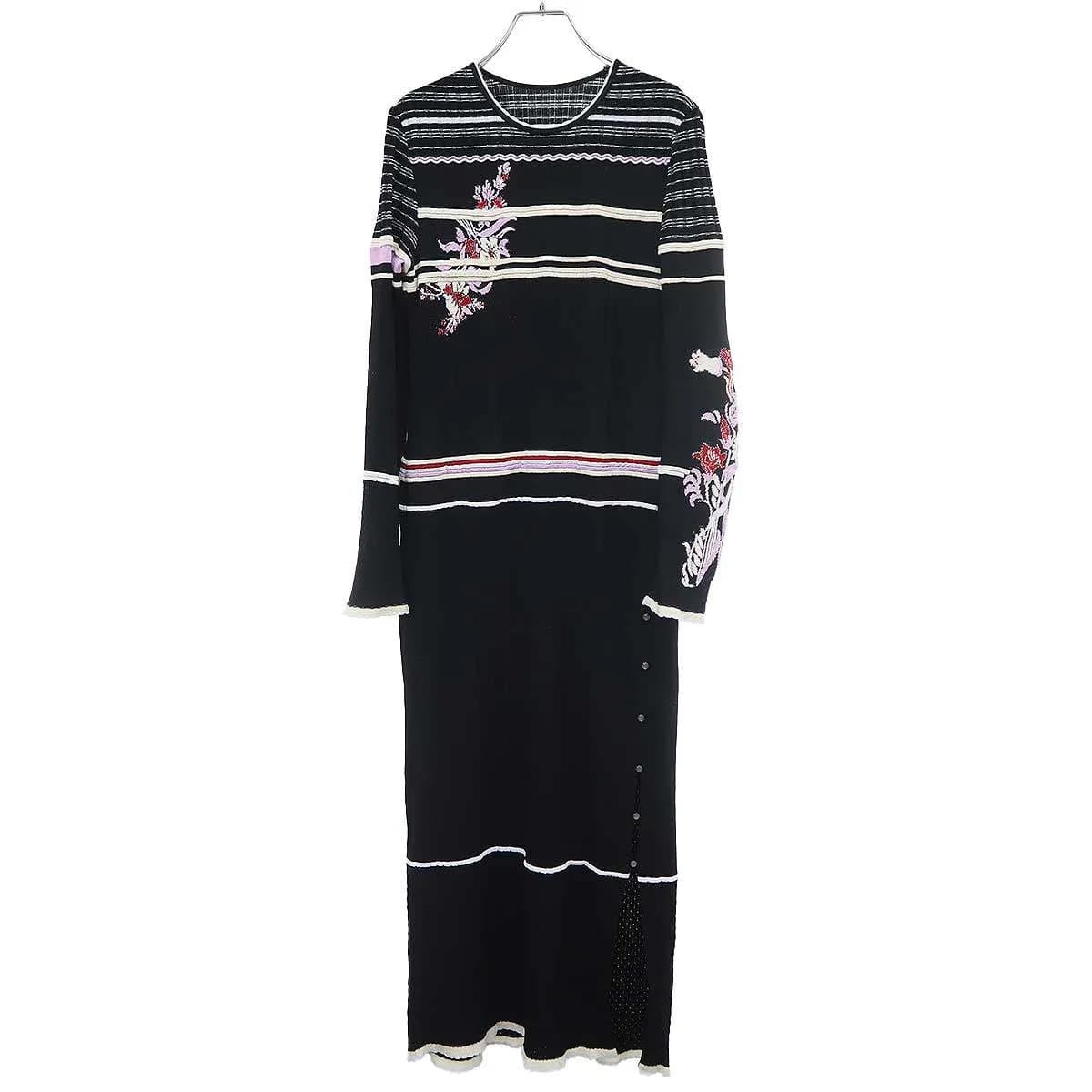 Mame Kurogouchi マメ クロゴウチ 25AW Floral Motif Intarsia Knitted Dress ドレスワンピース MM25FW-KN034