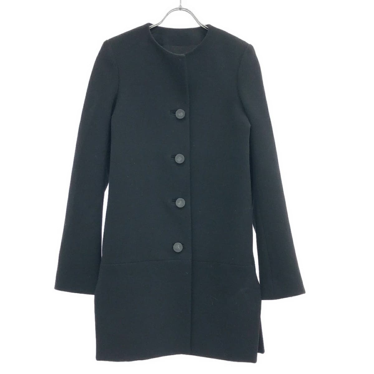 BALENCIAGA バレンシアガ ノーカラーウールロングジャケット コート