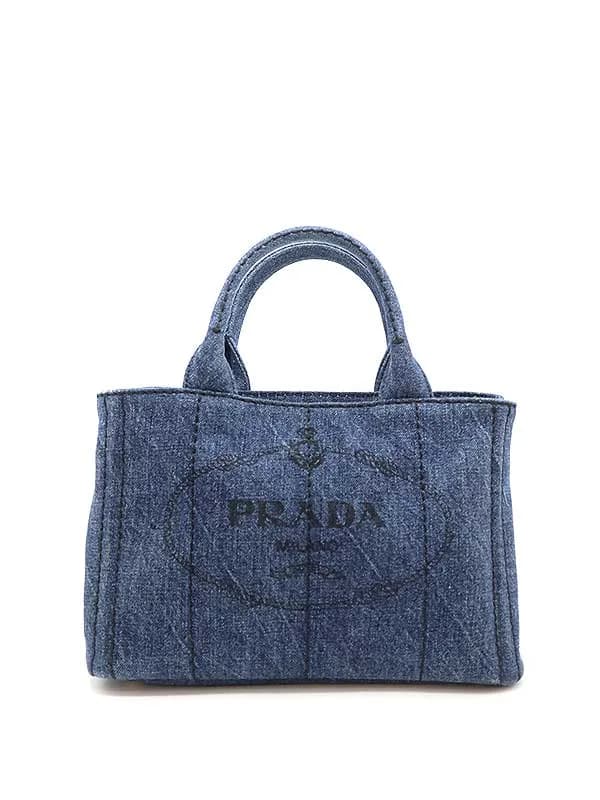 PRADA プラダ カナパ ロゴプリント 2WAYデニムバッグ