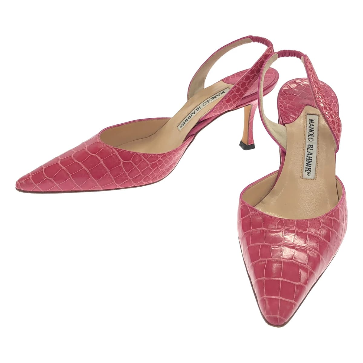 MANOLO BLAHNIK マノロブラニク CAROLYNE キャロライン クロコ スリングバックシューズ