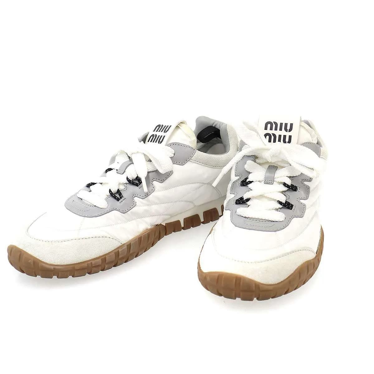 miu miu ミュウミュウ Tyre テクニカルファブリックxスエードレザースニーカー