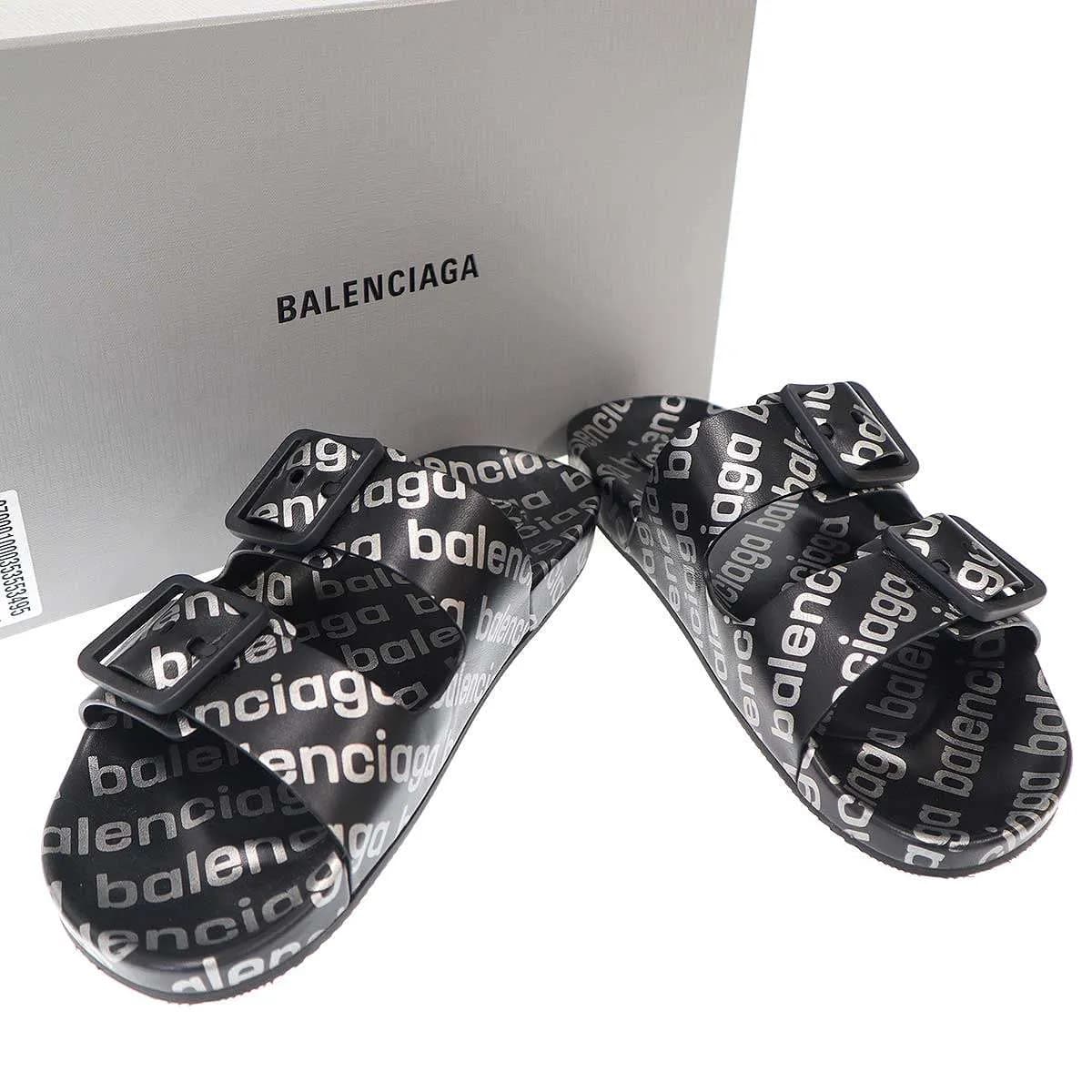 BALENCIAGA バレンシアガ ロゴレザーサンダル