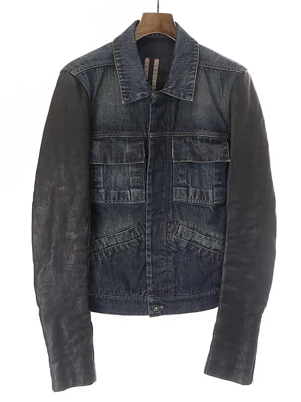 Rick Owens ダークシャドウ バイ リックオウエンス 09AW レザースリーブデニムトラッカージャケット
