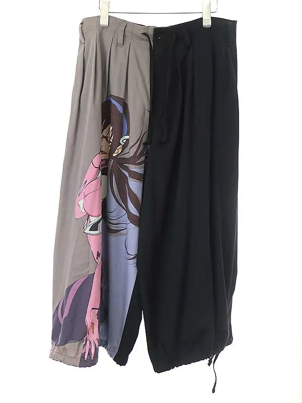 Yohji Yamamoto グラウンド ワイ エヴァンゲリオン 15SS 真希波・マリ・イラストリアスプリント ウールギャバジン バルーンパンツ
