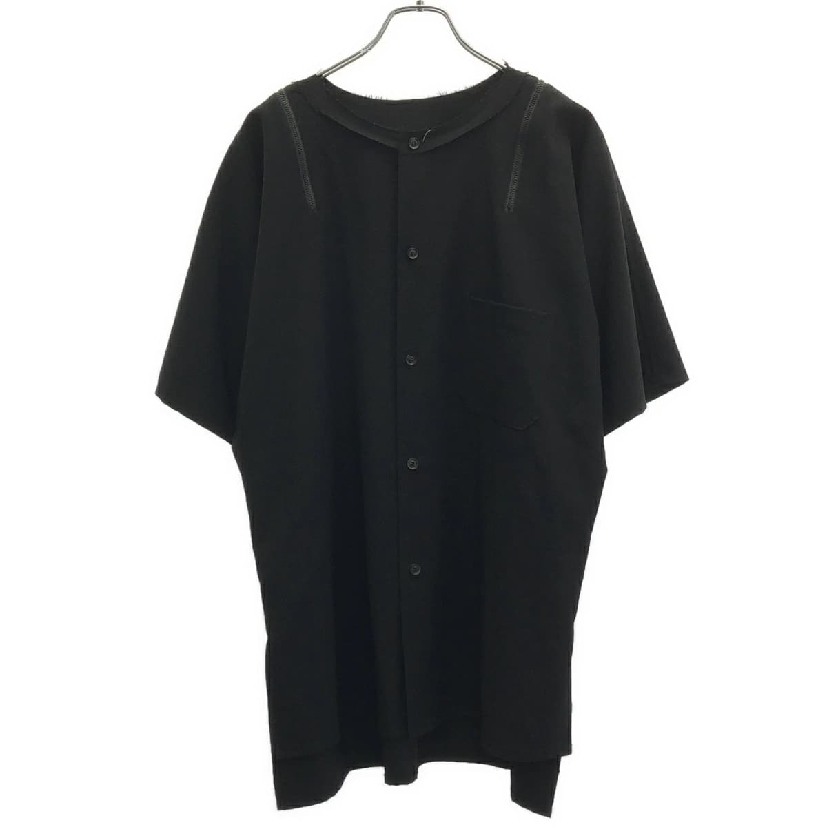 Yohji Yamamoto ビー ヨウジヤマモト ウールギャバジンショルダージップノーカラーシャツ NH-B55-100