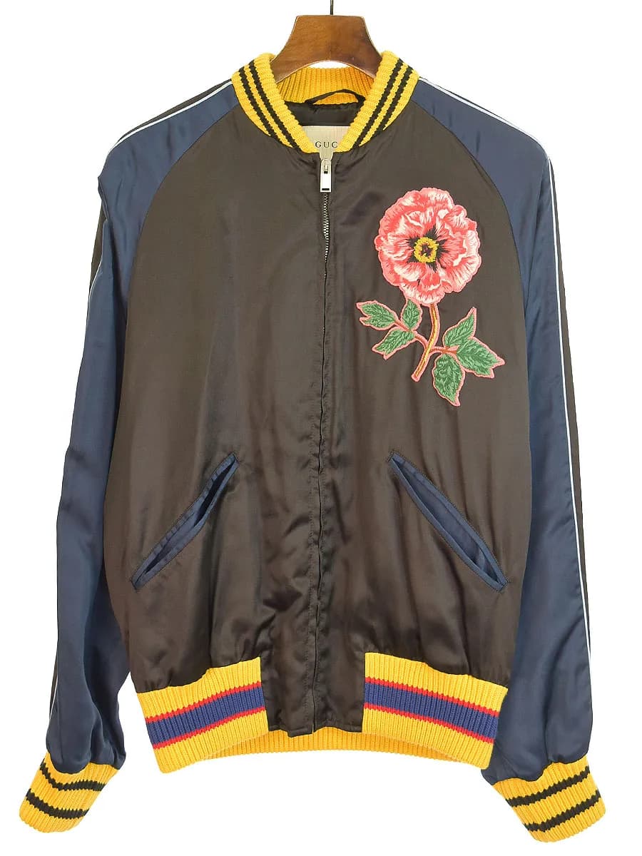 GUCCI グッチ 16AW Snake & Flowers Embroidery Souvenir Jacket スネークフラワーエンブロイダリー刺繍スカジャン