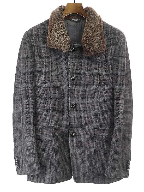 DOLCE&GABBANA ドルチェ&ガッバーナ 05AW 胡桃釦 ウールボアチェックジャケット