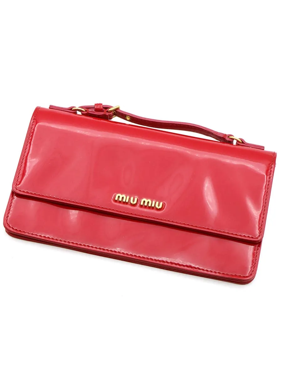 miu miu ミュウミュウ バッグモチーフパテントレザーロングレザーウォレット