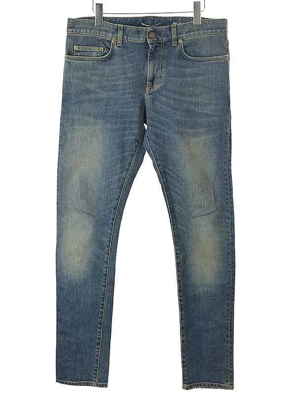 SAINT LAURENT サンローラン パリ 15SS D02 M/SK-LW オールドヴィンテージ加工 ストレッチスキニーデニムパンツ