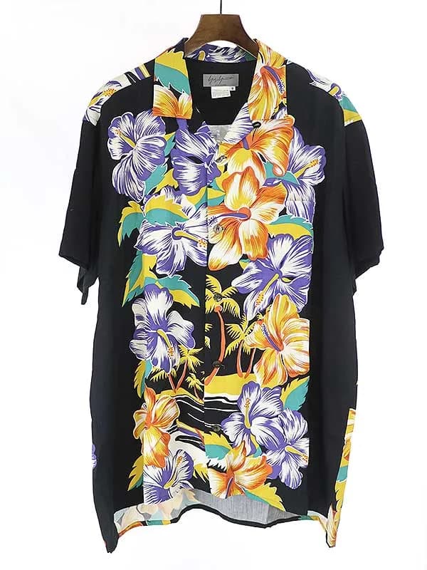 Yohji Yamamoto ヨウジヤマモト プールオム 1997SS フラワープリントレーヨンアロハシャツ
