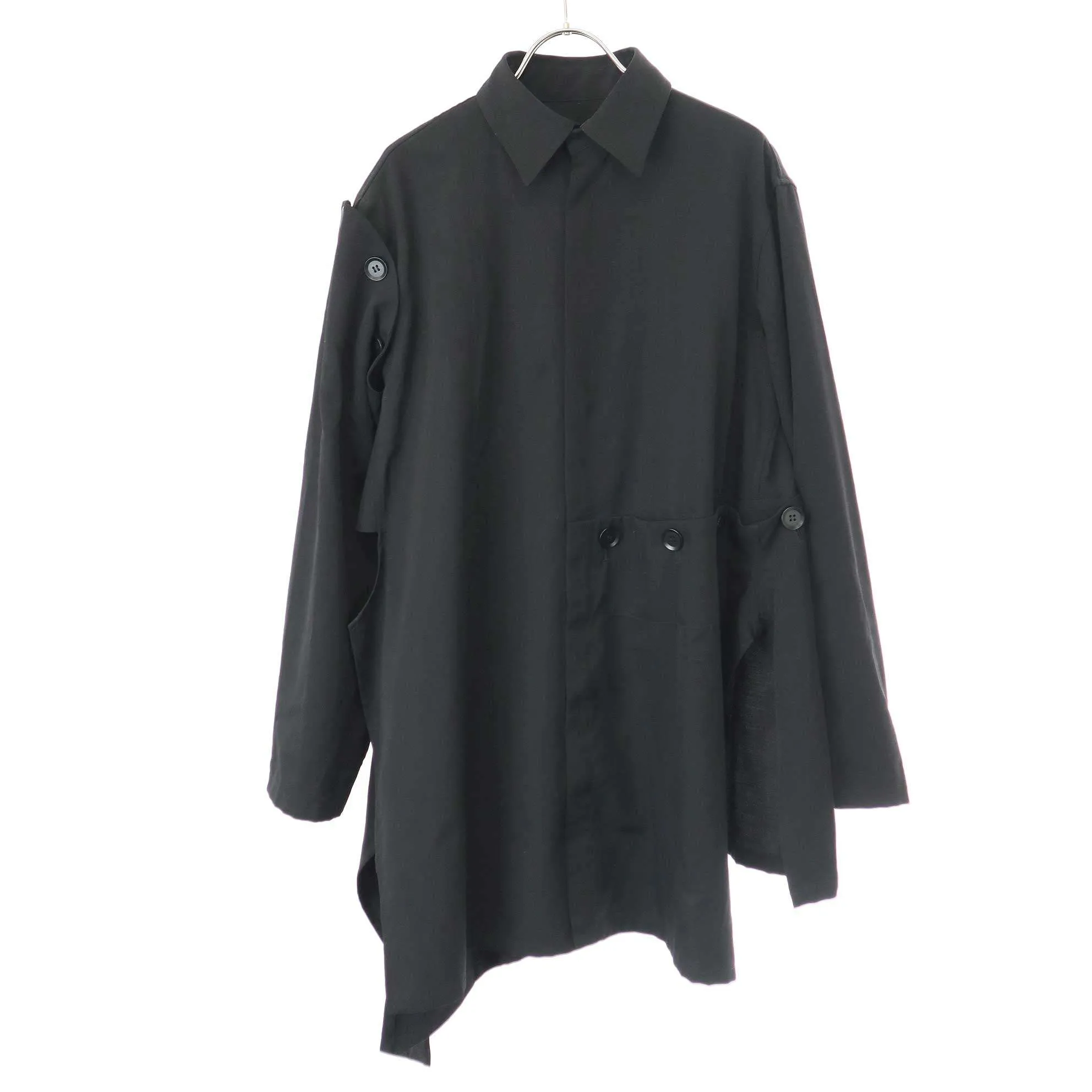 Yohji Yamamoto ヨウジヤマモト ファム 18SS ウールギャバジンマルチボタンシャツ FW-B07-100
