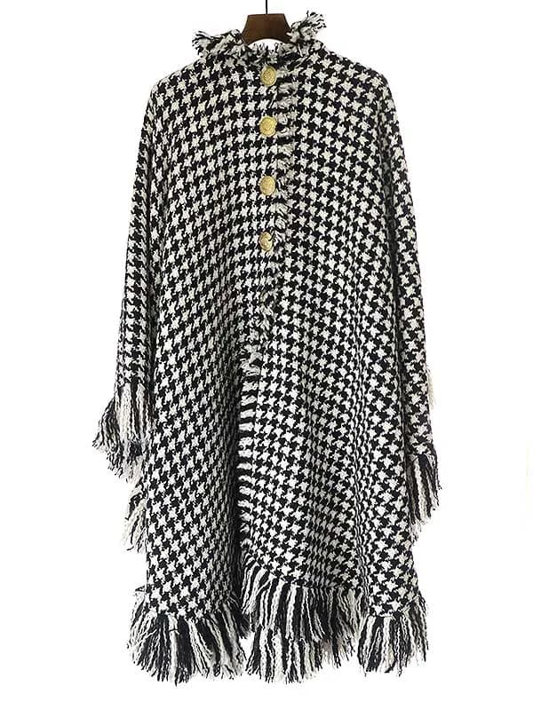 DOLCE&GABBANA ドルチェ&ガッバーナ ツイードフリンジポンチョ ケープ