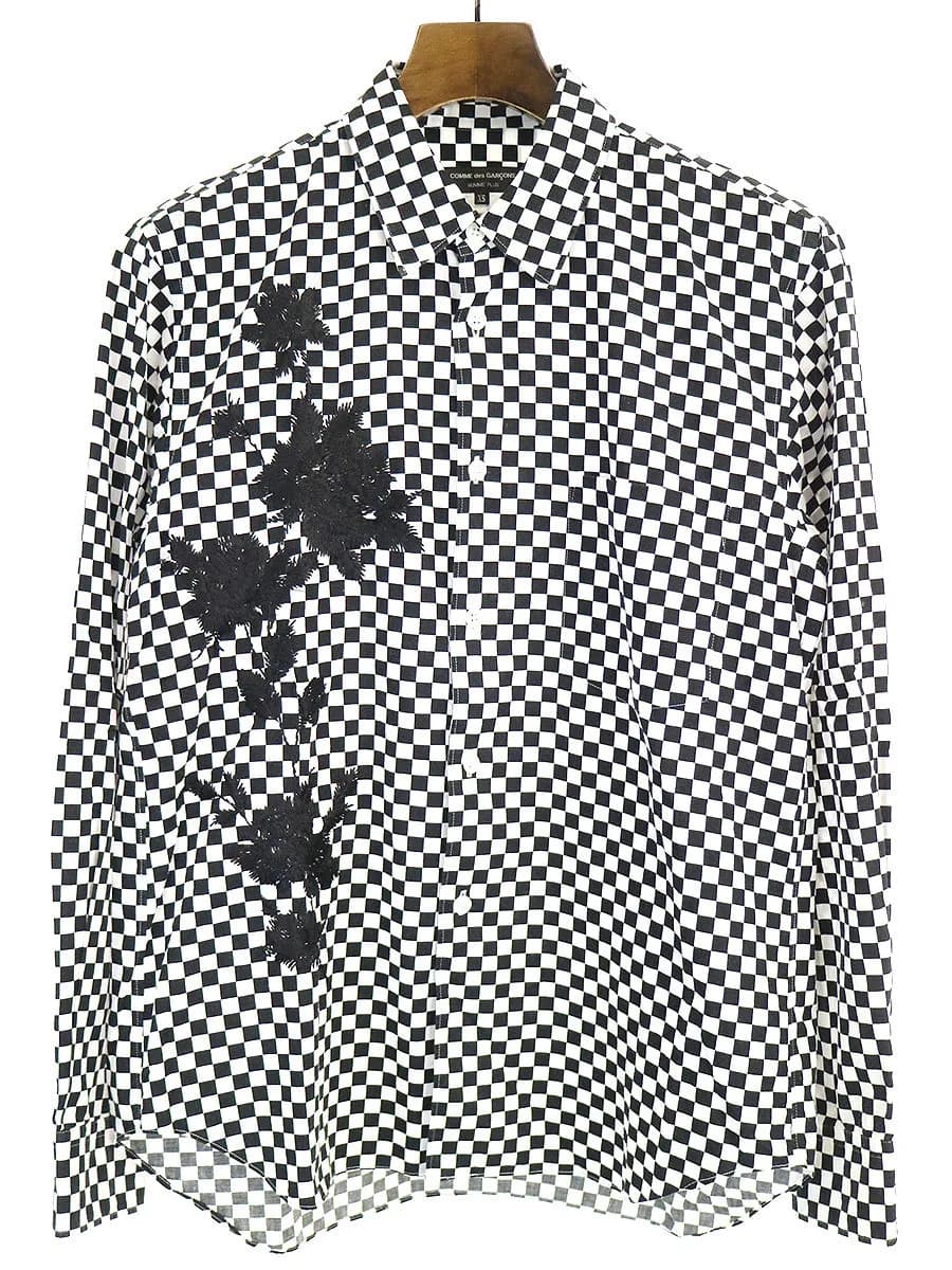 COMME des GARCONS コムデギャルソンオムプリュス 12AW フラワー刺繍チェックシャツ