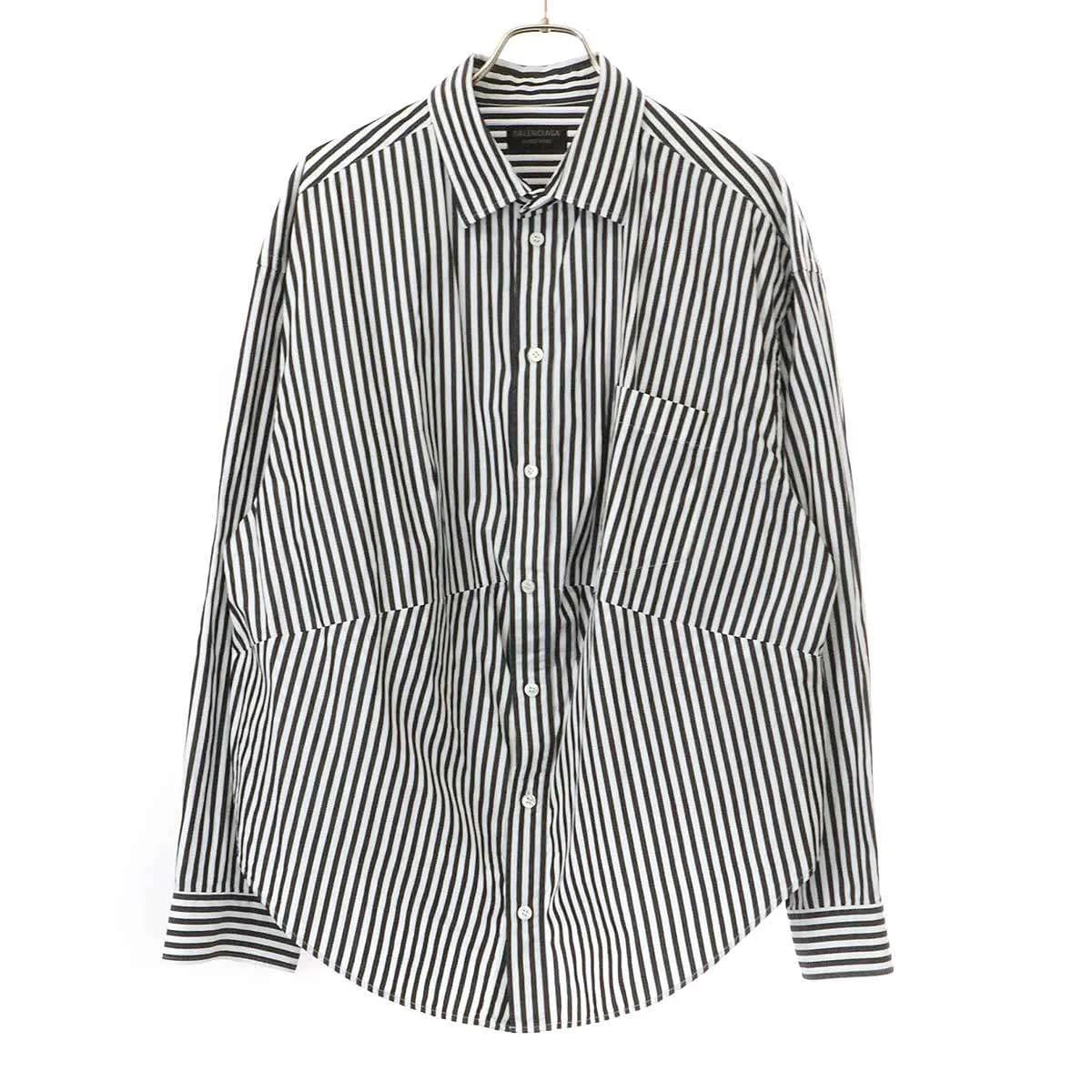 BALENCIAGA バレンシアガ 24SS Swing Striped Cotton Shirt スウィングストライプコットンシャツ