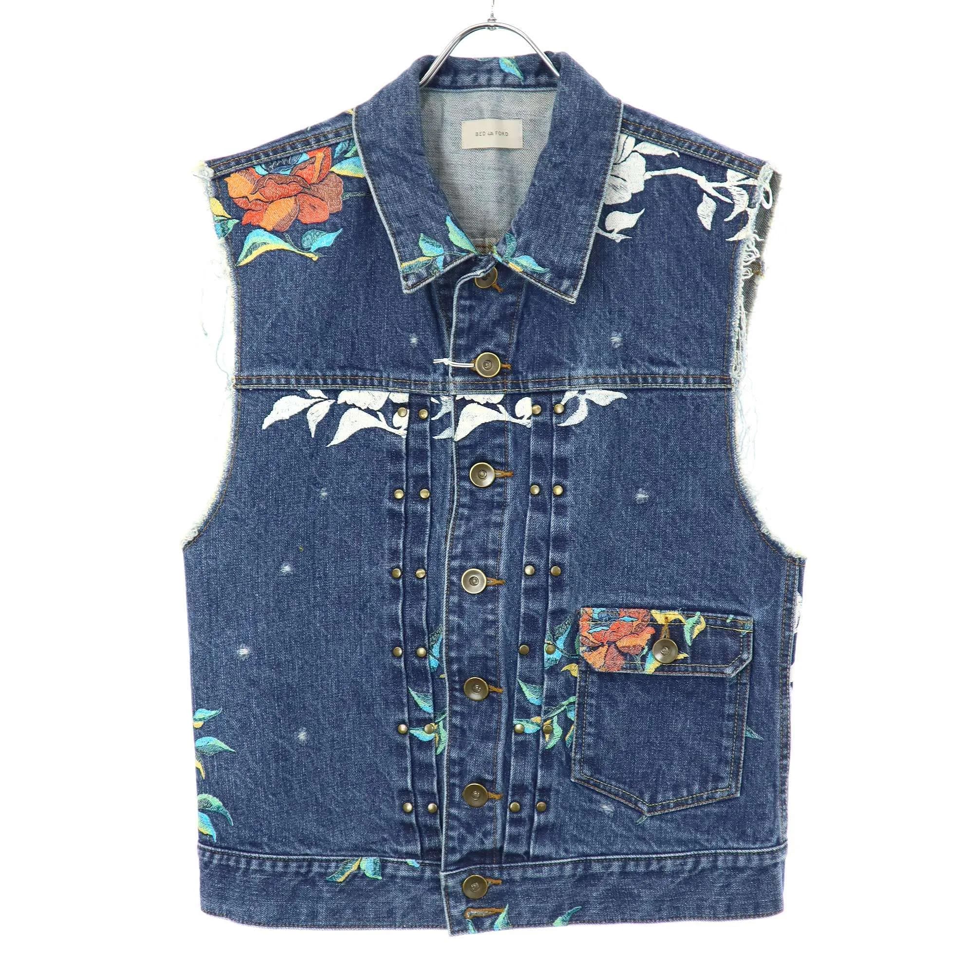 BED J.W. FORD ベッドフォード 24AW Flower Pattern denim vest フラワージャガードデニムベスト