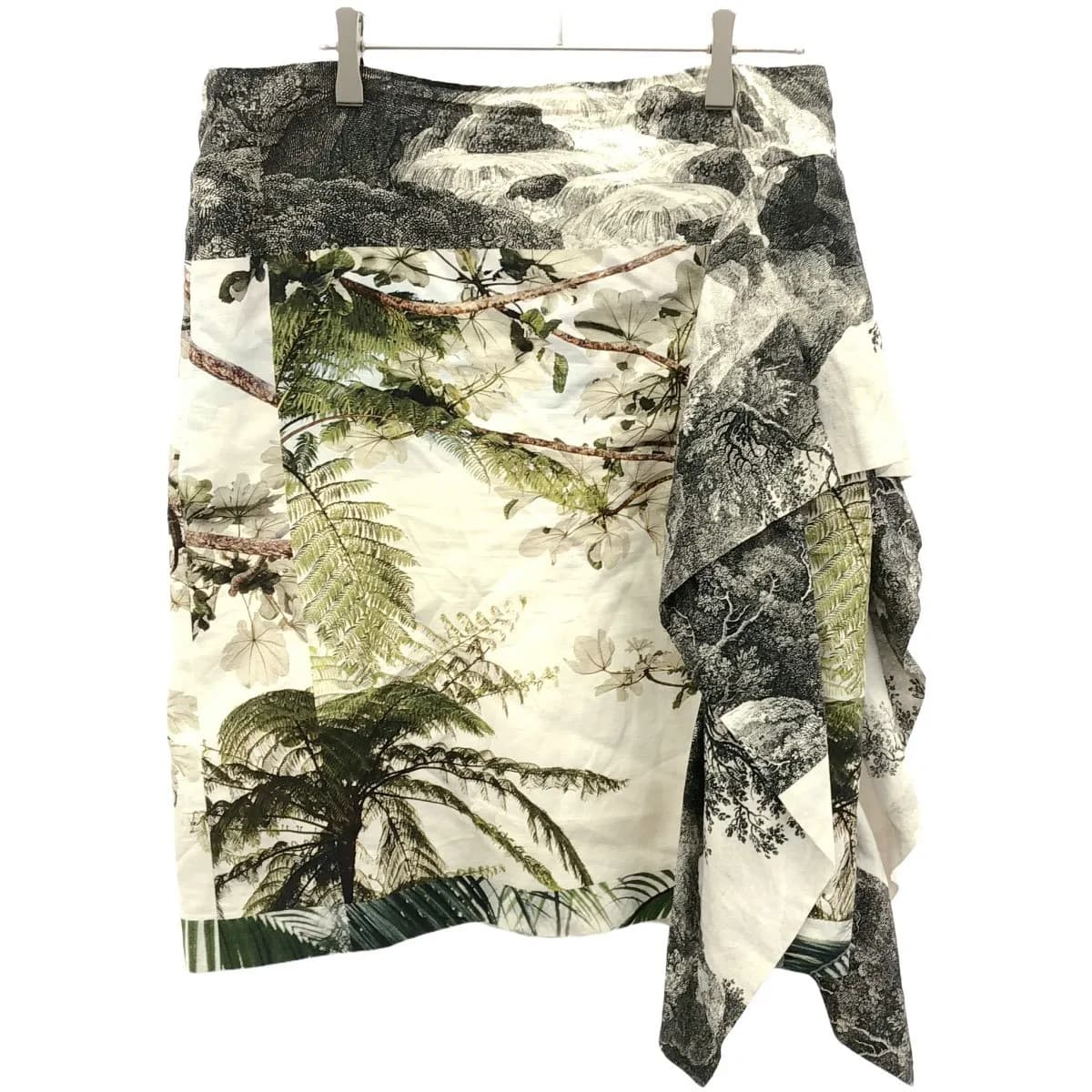 DRIES VAN NOTEN ドリスヴァンノッテン 12SS ボタニカルプリントドレープスカート 71-05-21-05034 ホワイト系 36 【中古】 ITLACJN1DEMO