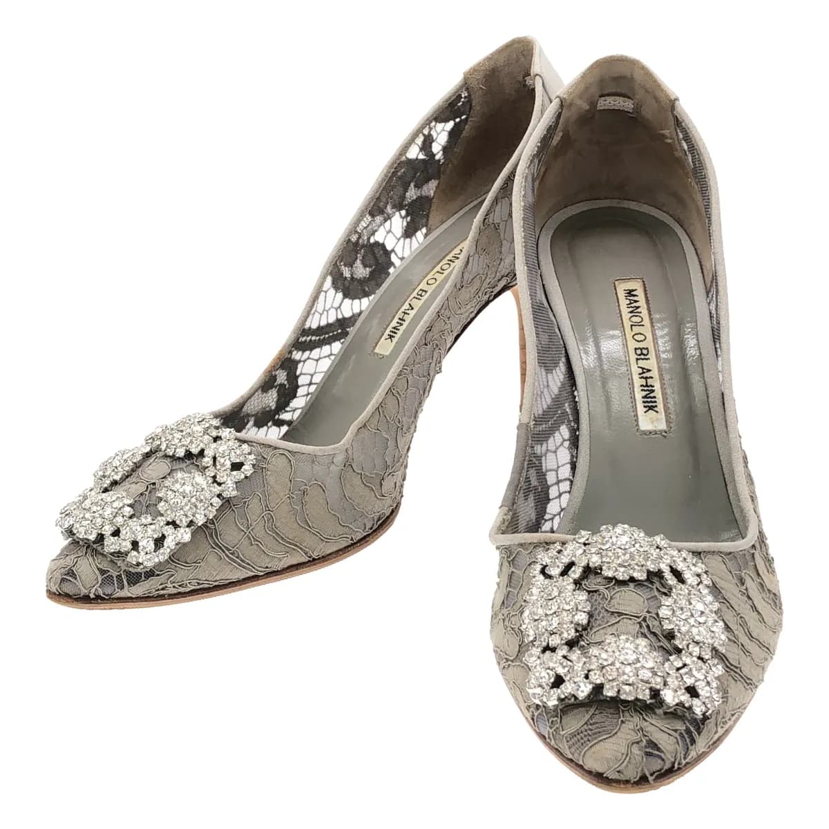 MANOLO BLAHNIK マノロブラニク HANGISI クリスタルビジューレースパンプス