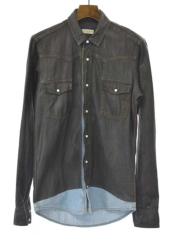 DRIES VAN NOTEN ドリスヴァンノッテン ペンキ加工コーティングデニムウエスタンシャツ
