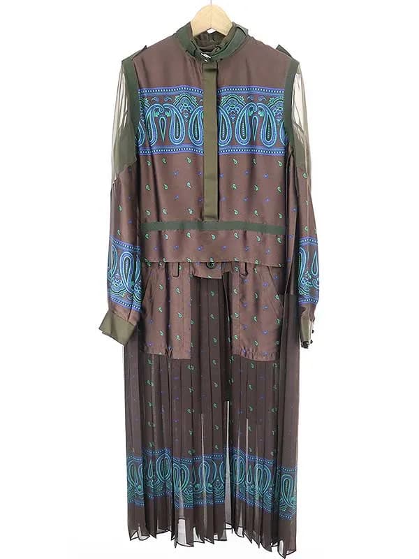 sacai サカイ 20AW Paisley Print Dress ペイズリープリントプリーツドレスワンピース