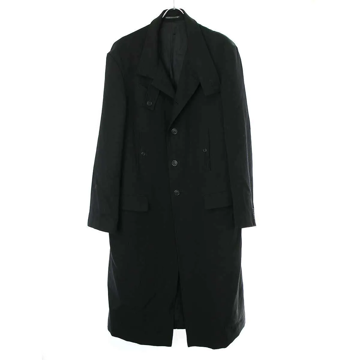 Yohji Yamamoto ヨウジヤマモト プールオム 23AW ウールアーミーギャバジン スタンドコート