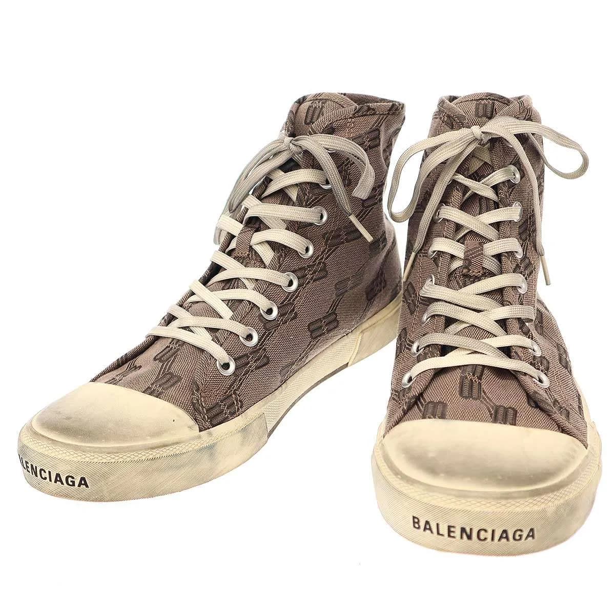 BALENCIAGA バレンシアガ 22AW PARIS HIGH TOP ヴィンテージ加工モノグラムハイカットスニーカー