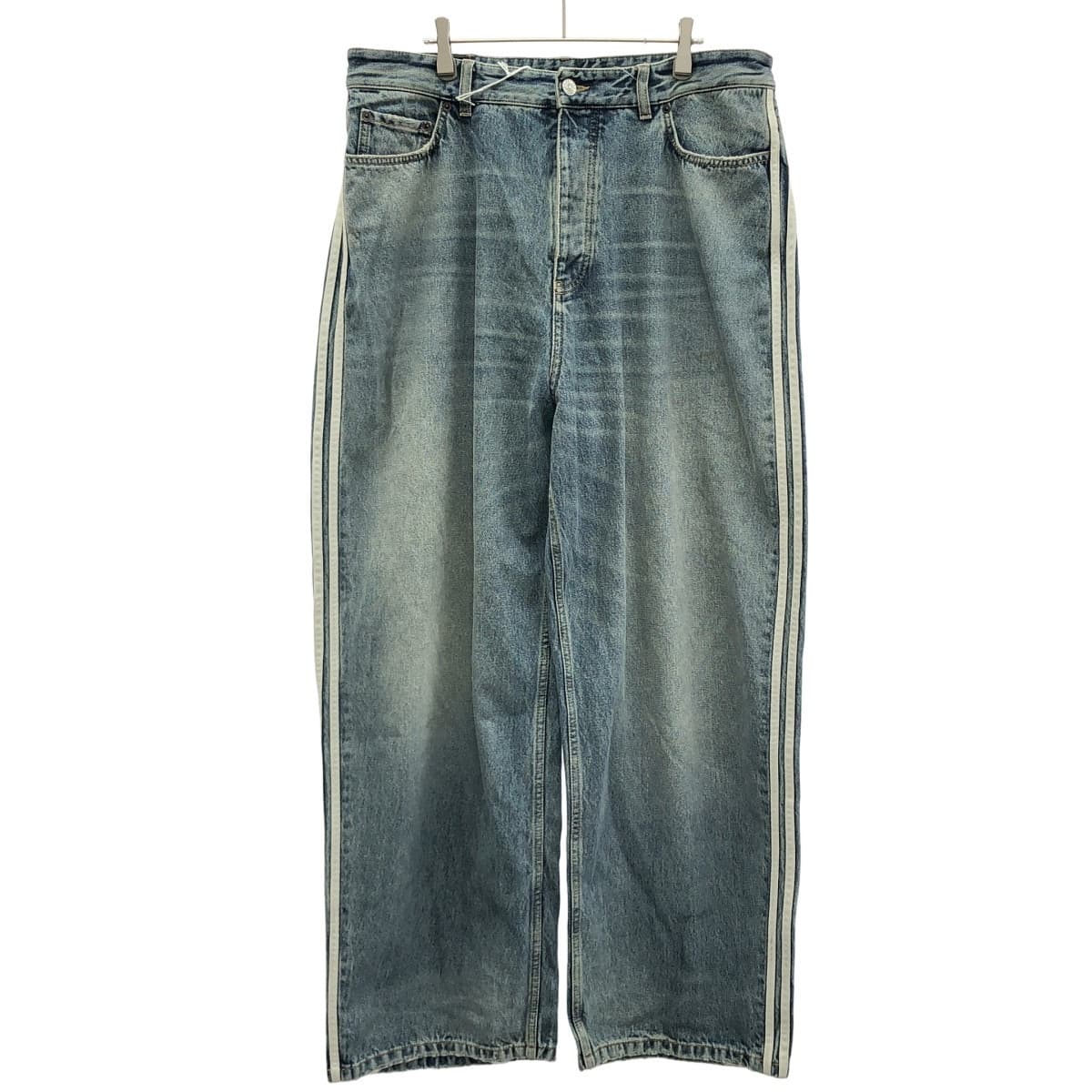 BALENCIAGA BALENCIAGA×adidas バレンシアガ アディダス 23SS Wide Large Baggy Pants 3ストライプ ワイドレッグバギーデニムパンツ 724776 M インディゴブルー