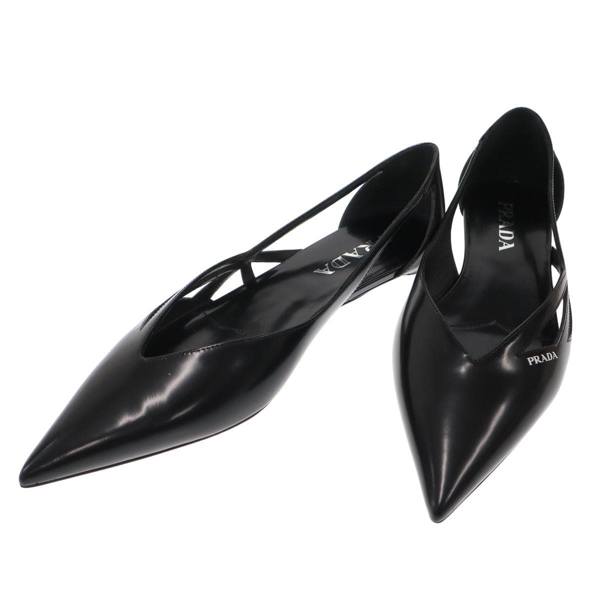 PRADA PRADA プラダ ブラッシュドレザーパンプス 37 ブラック
