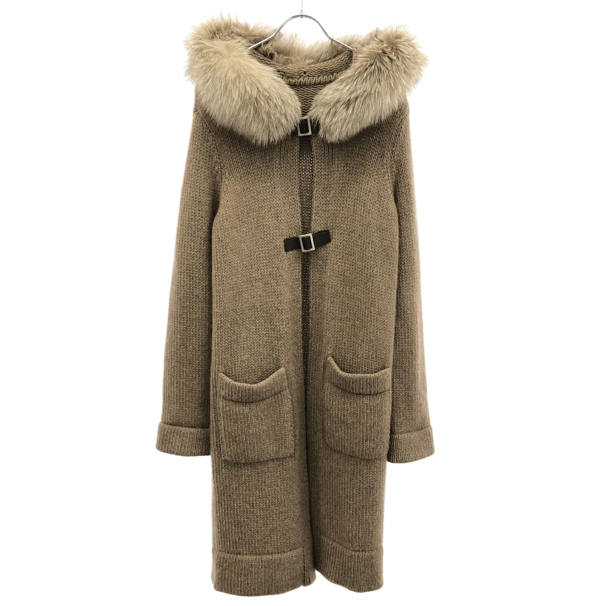 フォクシー フォックスファーフーデッドカシミヤニットコート