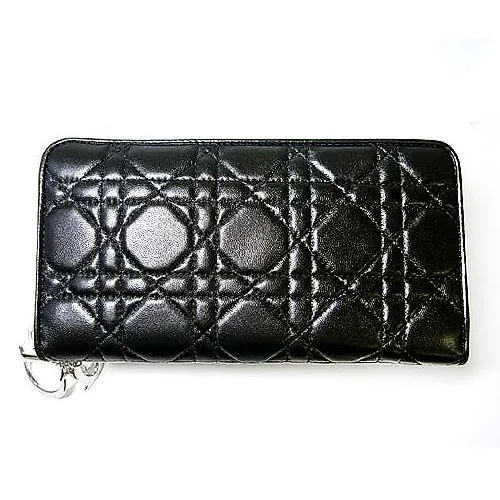 Cristian Dior クリスチャン ディオール レディディオール カナージュ ラウンドファスナーロングウォレット CAL43047P-NOA3U