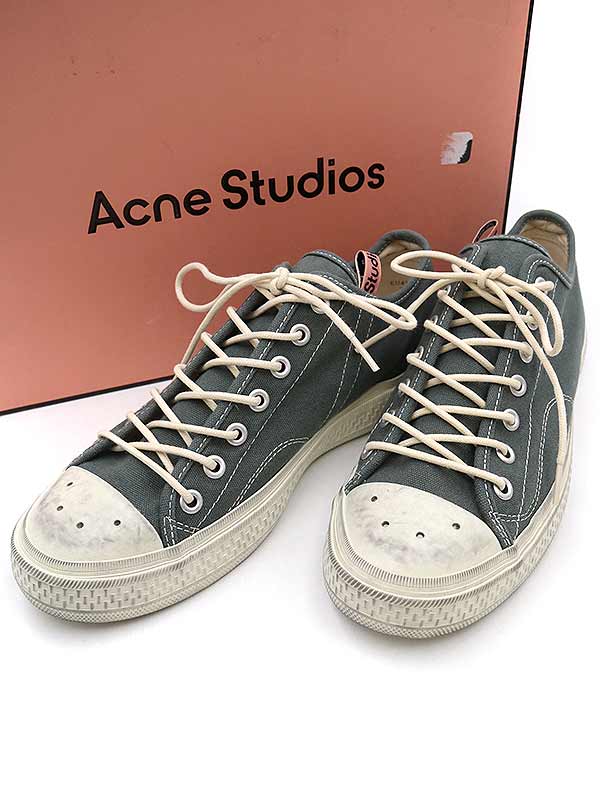 Acne Studios アクネストゥディオズ Ballow Tumbled USED加工 キャンバスローカットスニーカー ブラック 43新古品使用感の無い新品同様品Ａ