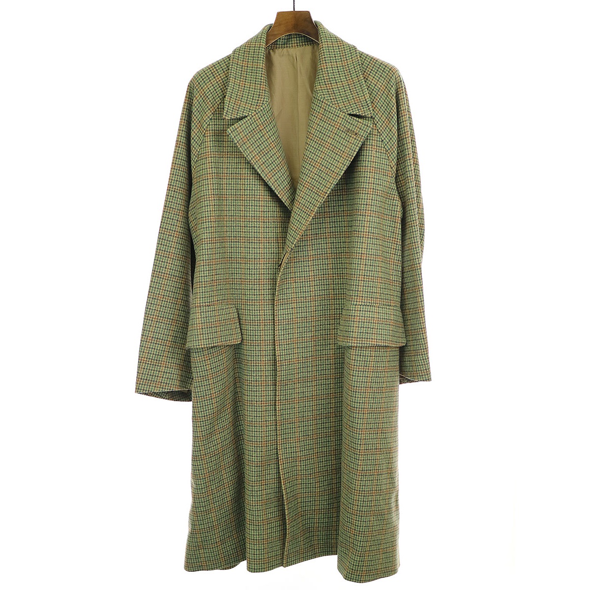 URU 19AW WOOL CHECK BELTED COAT