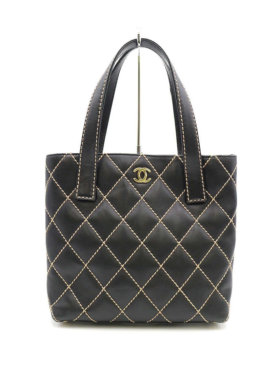 CHANEL 2002年製 ワイルドステッチレザートートバッグ