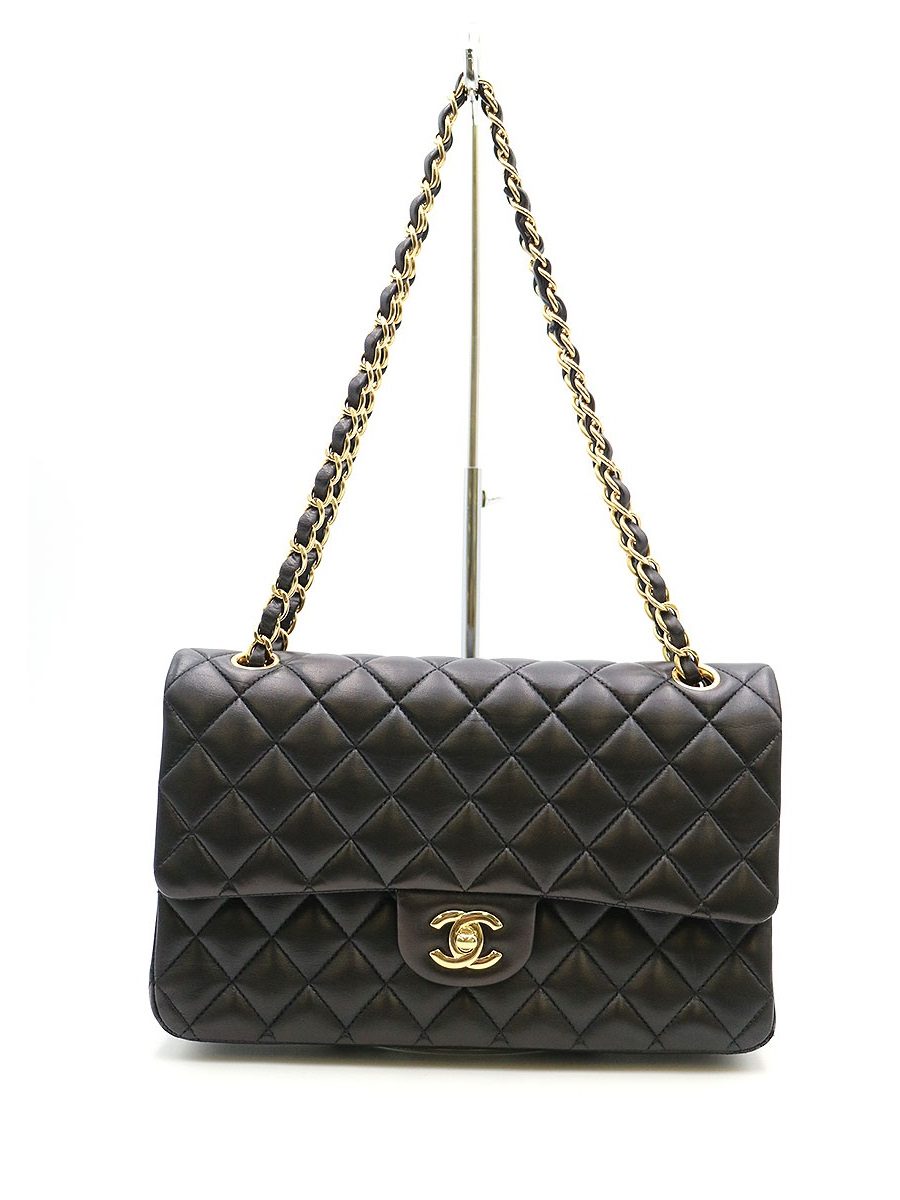 CHANEL マトラッセ25 ラムスキンダブルフラップチェーンショルダーバッグ