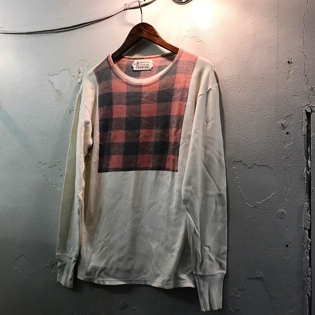 Maison Martin Margiela 0 10 初期 アーティザナル切替チェック柄転写プリントカットソー