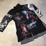 BLACK Scandal Yohji Yamamoto 18AW アシンメトリー襟プリントロングシャツ
