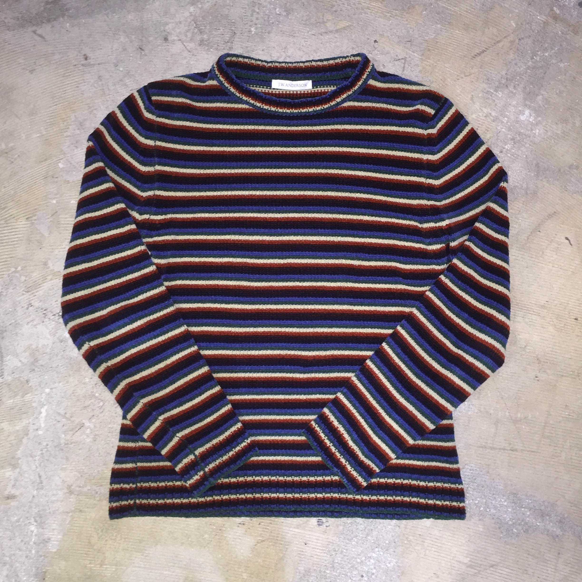 J.W.ANDERSON 15AW マルチボーダークルーネックベロアニット XS