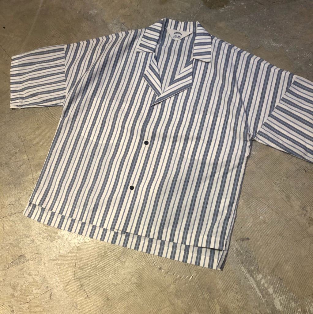 SUNSEA 18SS BLUE NOTE STRIPE FRIED SHRIMP SHIRT