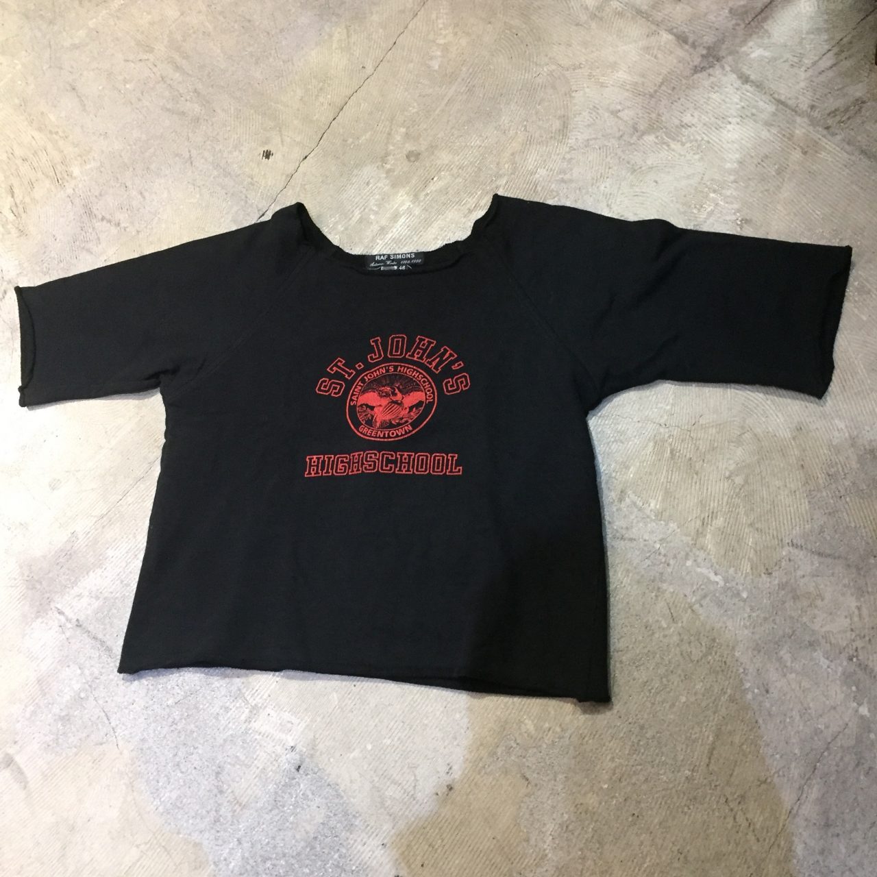 RAF SIMONS 98AW RADIOACTIVITY カレッジプリントスウェットTシャツ