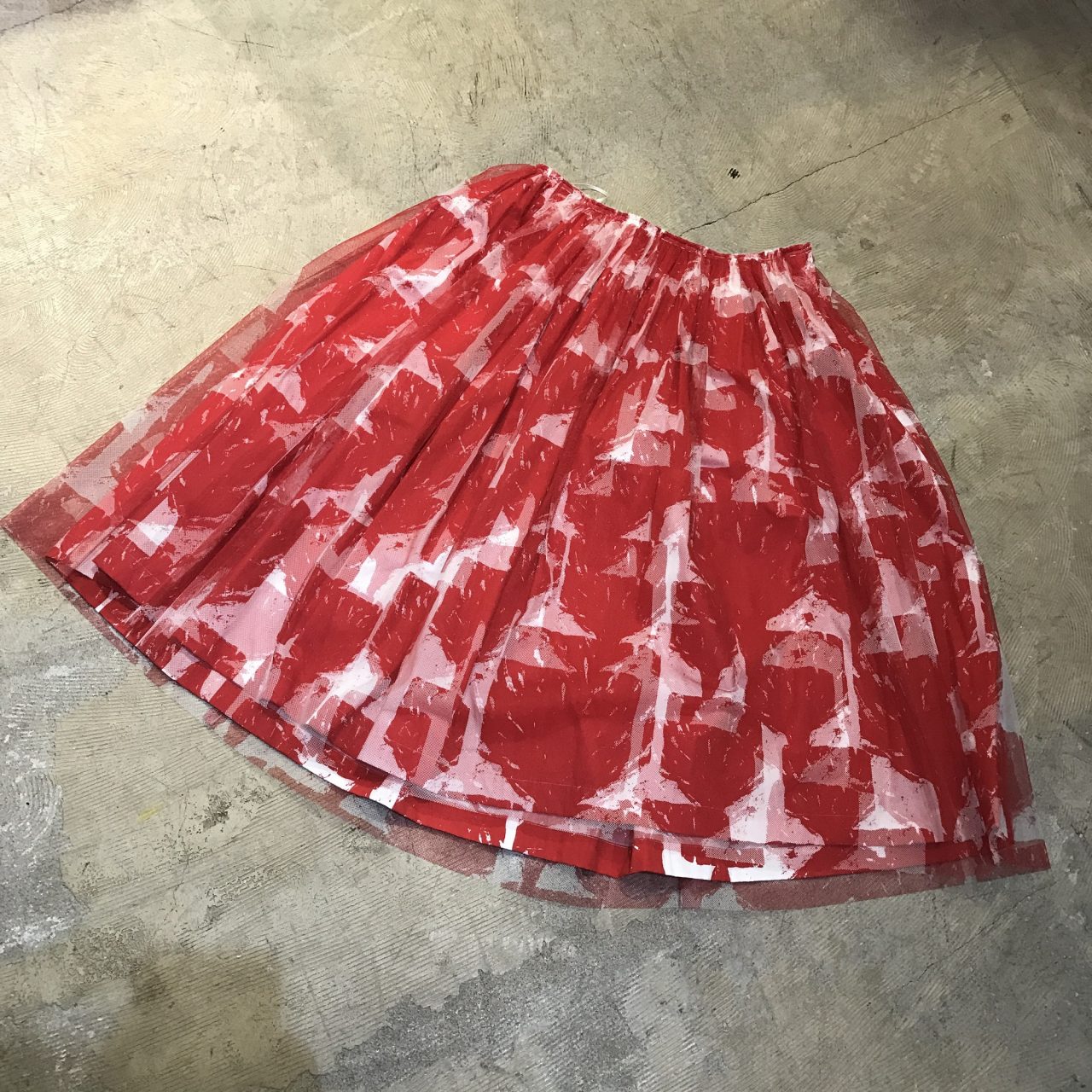 COMME des GARCONS 15SS Roses & Blood期 薔薇と血 ダブルクロスグラフィックチュールスカート