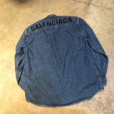 BALENCIAGA 19SS バックロゴプリントボタンダウンデニムシャツ