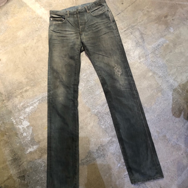 Dior HOMME 04SS STRIP 爪痕ダメージ加工泥ワックスデニムパンツ