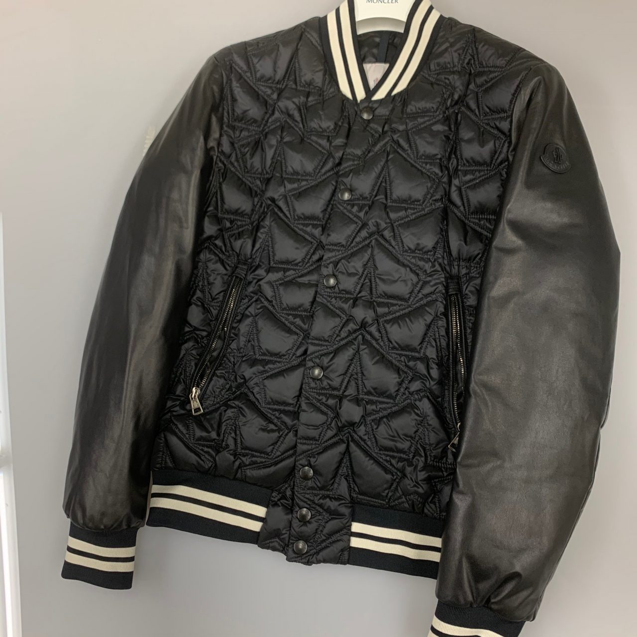 MONCLER 16AW AUBURN スターキルティングレザースリーブジャケット