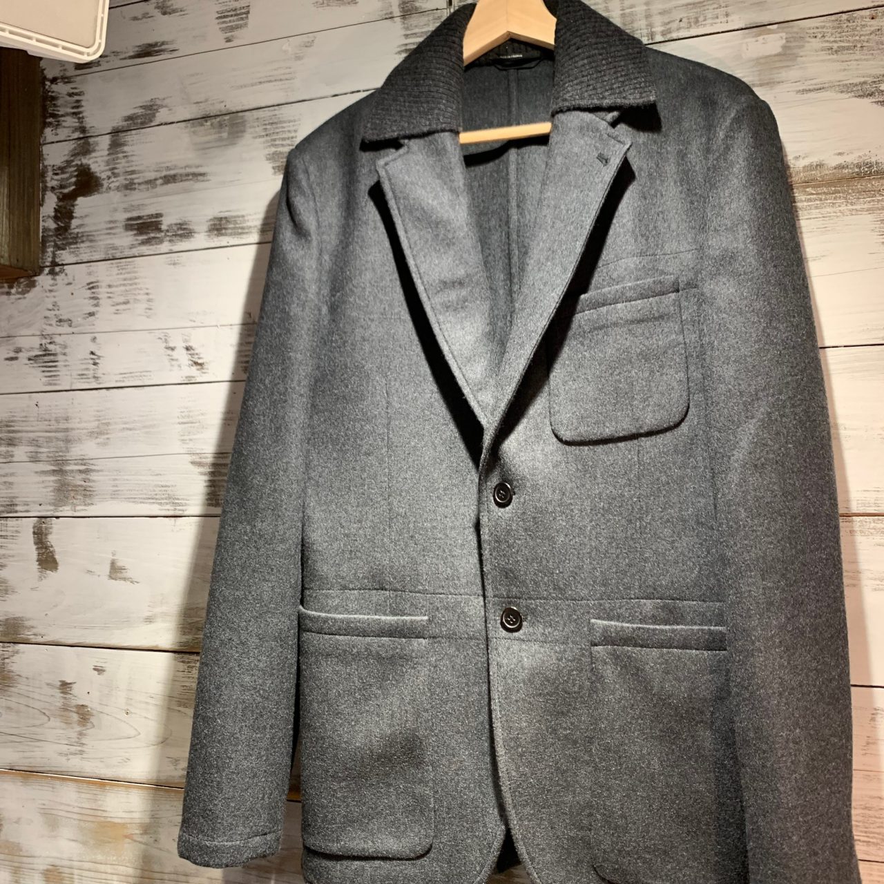 HERMES 15AW LOOK7 ニットドッキングカシミヤ混2Bジャケット