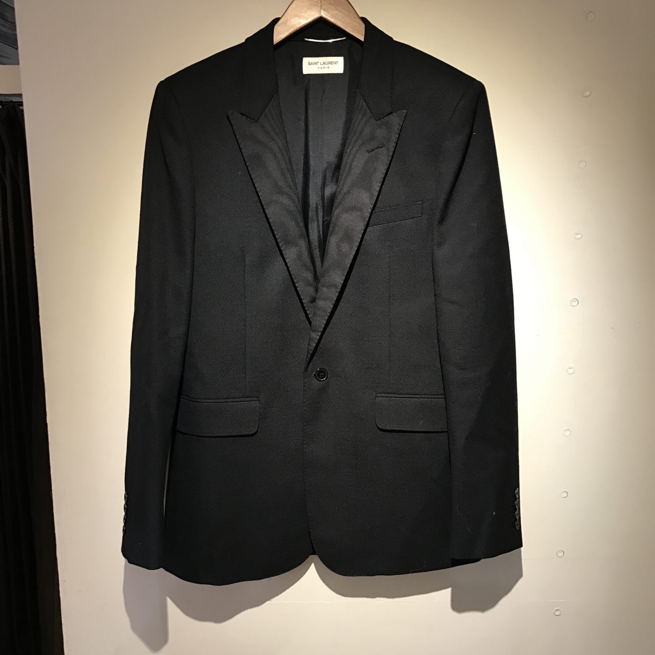 SAINT LAURENT PARIS 15AW シルクサテンラペルスモーキングジャケット