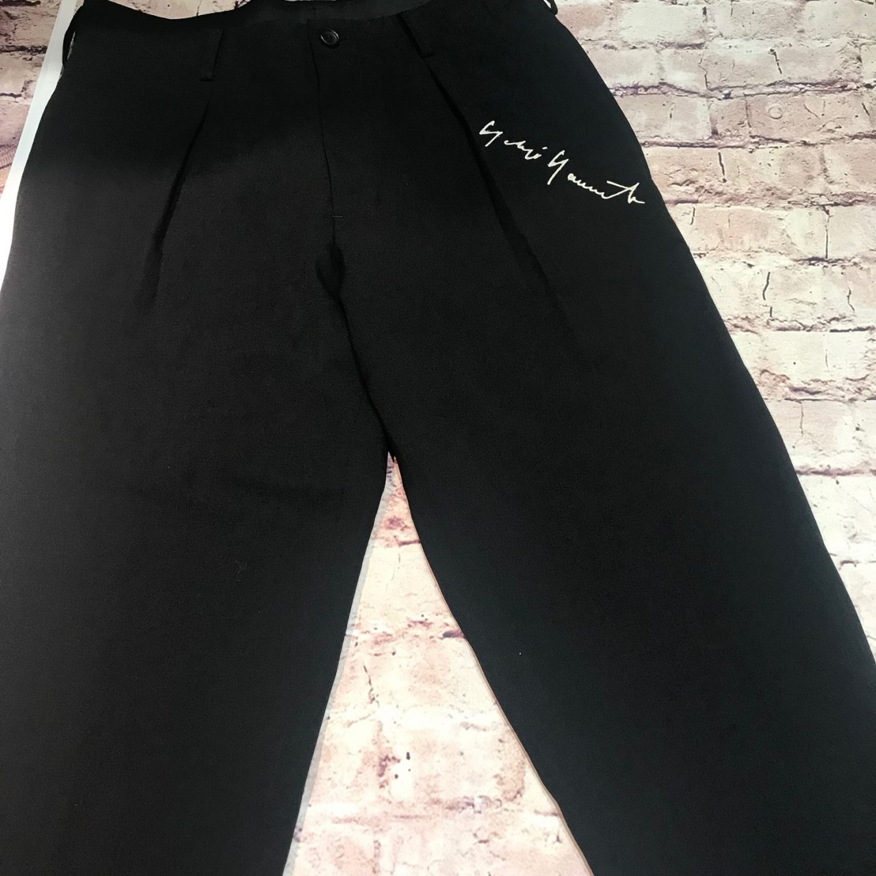 Yohji Yamamoto POUR HOMME 18AW 1990SS REPLICA シグネチャーロゴ刺繍ウールギャバジンスラックスパンツ