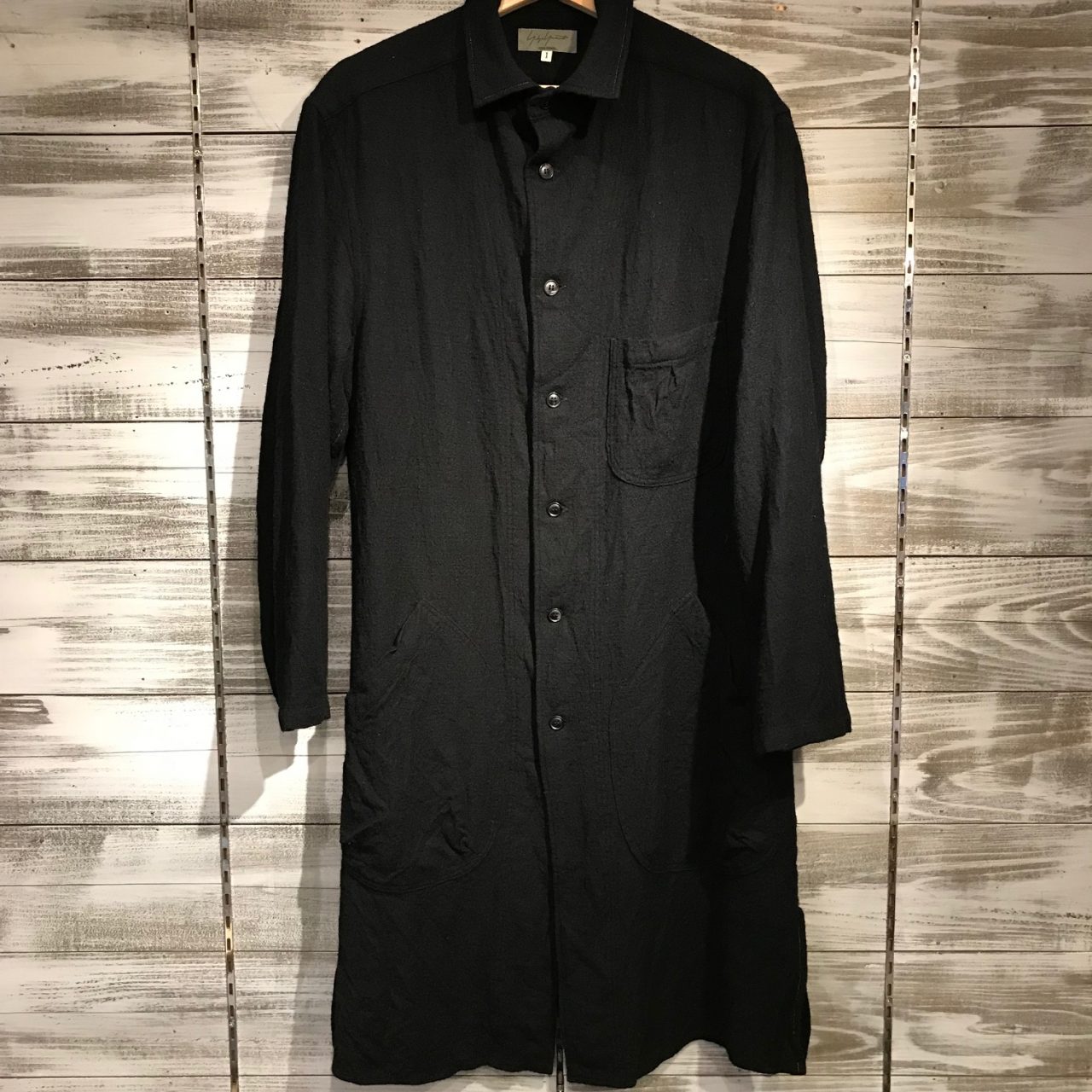 Yohji Yamamoto POUR HOMME 15AW W-Wスプレットウール縮絨加工ロングシャツ