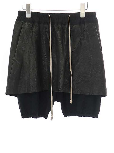 Rick Owens リックオウエンス ラムレザーコンビシルクロングジャケット ブラック 38