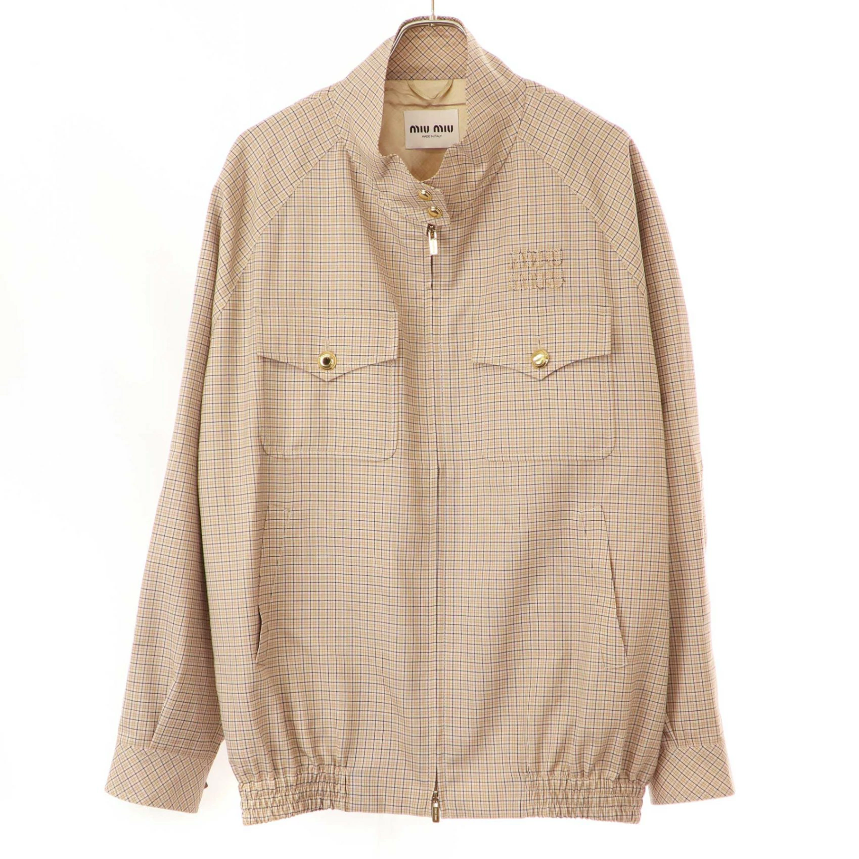 ミュウミュウ 23AW Checked Blouson Jacket チェック バージンウール